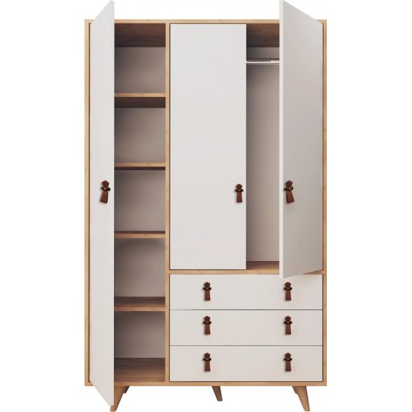 Musso Kleiderschrank 120x52x187 cm - Eiche/Wei�