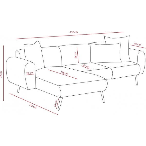 Seitensofa rechts - Hellgrau