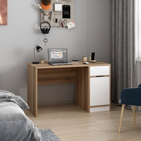 Elina Schreibtisch 124 x 60 cm - Wei�/Braun