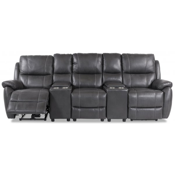 Enjoy Hollywood Kinosofa - 3-Sitzer Recliner (elektrisch) aus grauem Kunstleder