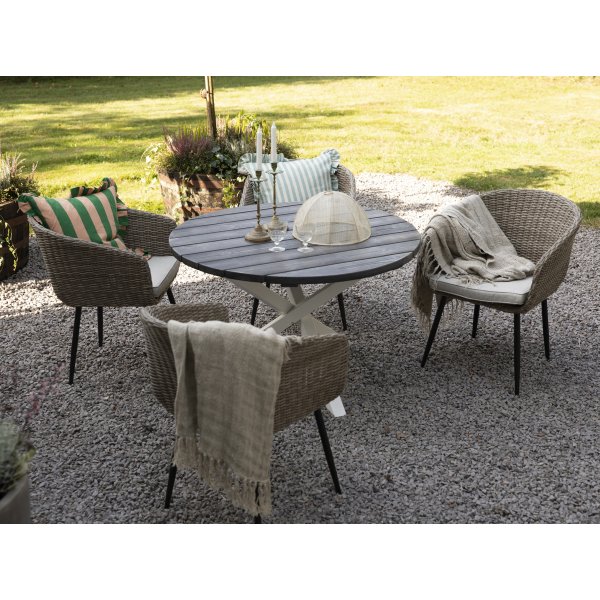Essgruppe Aster: Runder Tisch 112 cm mit 4 Sesseln