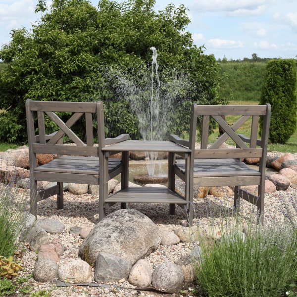 Europe Gartenbank mit Zwischentisch - Loveseat - Grau