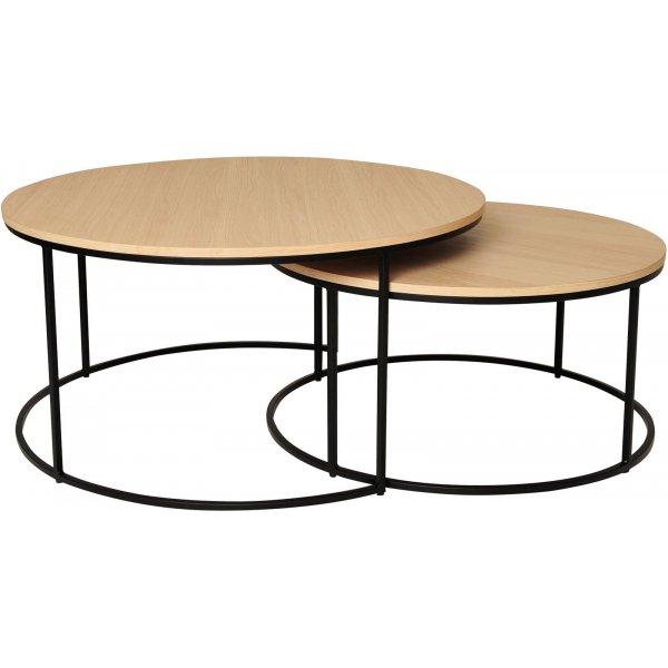 Muran Couchtisch-Set 90/75 cm - Wei pigmentierte Eiche