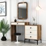 Liza Schminktisch mit Spiegel und Stauraum - Beige/Walnuss