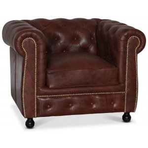 Chesterfield-Sessel aus braunem Leder - Old England + Fleckentferner für Möbel Chesterfield-Sessel aus braunem Leder - Old England + Fleckentferner für Möbel