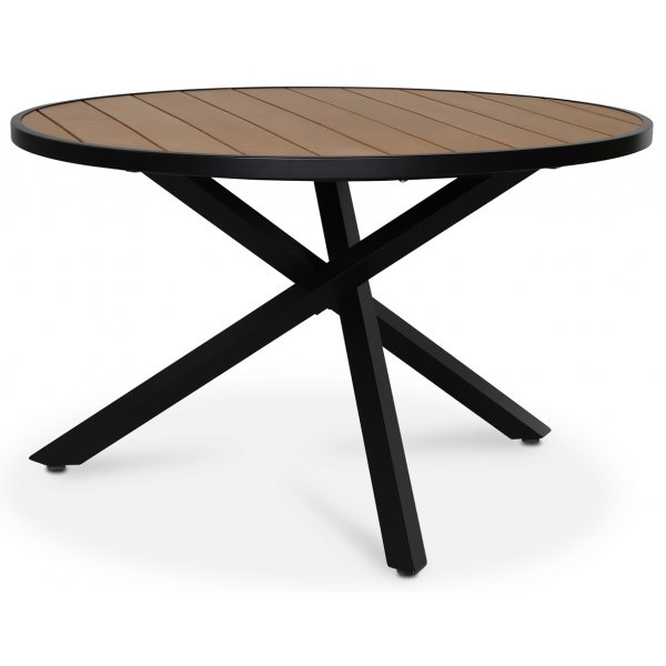 Ekenes runder Esstisch 120 - Polywood schwarz/Eiche