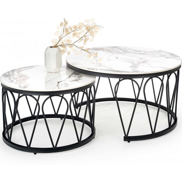 Formosa Couchtisch 60 cm - Weier Marmor/Schwarz