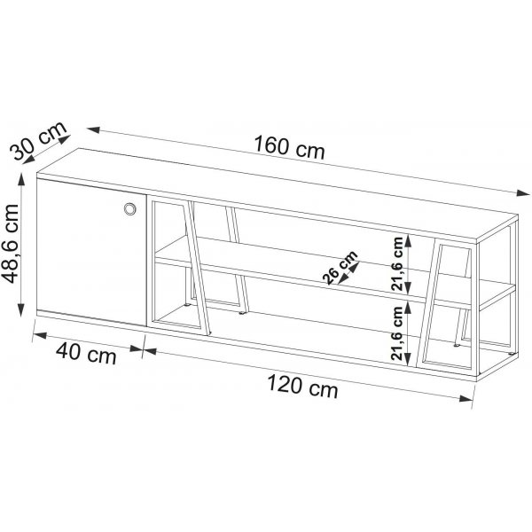 Lissa TV-Stnder 160 cm - Saphireiche/Wei