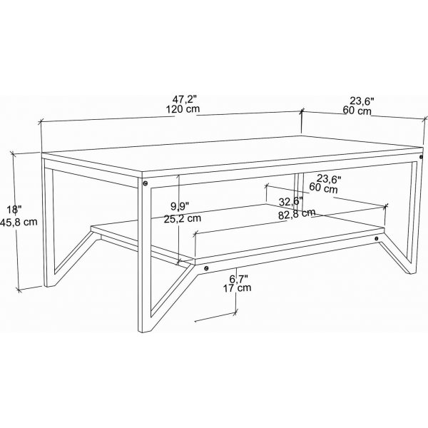 Flora Couchtisch 120 x 60 cm - Schwarz