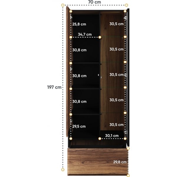 Borga Vitrine - Catania Eiche/schwarz